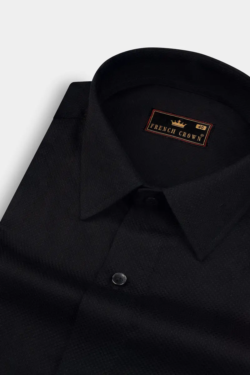 Jade Black Dobby Textured Premium Giza Cotton Shirt 1
