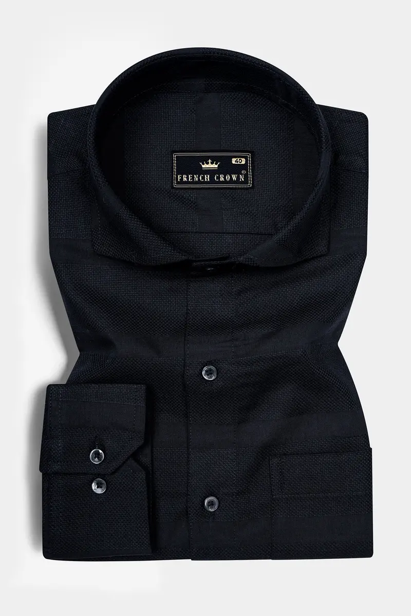 Jade Black Dobby Textured Premium Giza Cotton Shirt 3