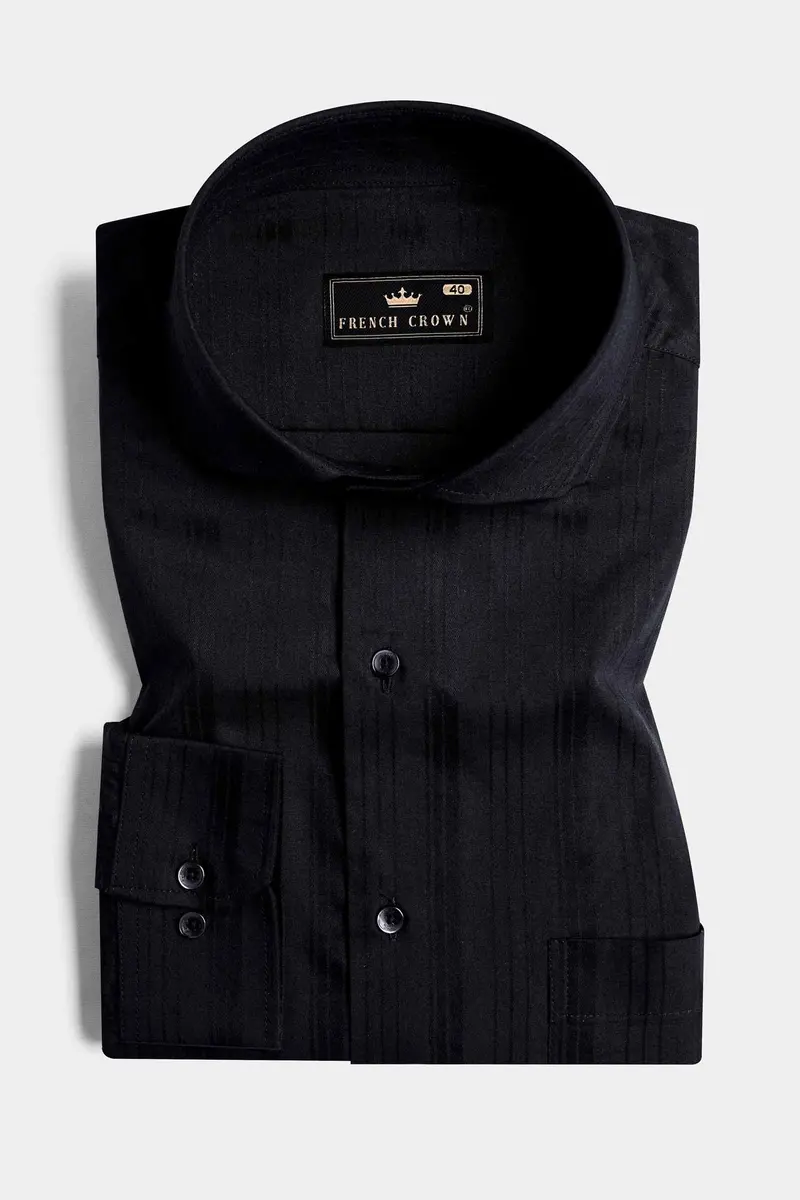 Jade Black Dobby Textured Premium Giza Cotton Shirt 3