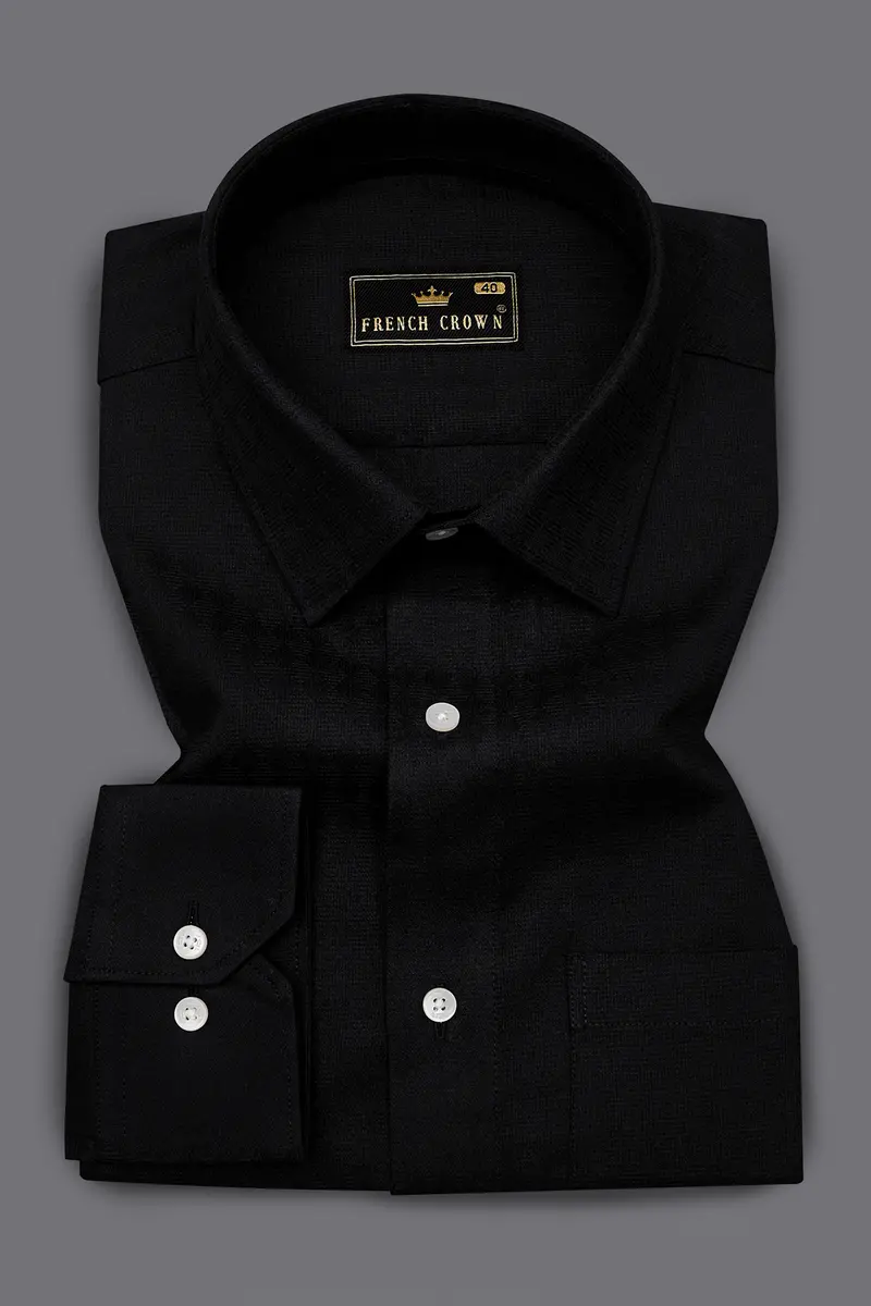 Jade Black Dobby Textured Premium Giza Cotton Shirt 3