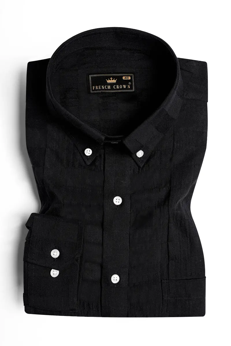 Jade Black Dobby Textured Premium Giza Cotton Shirt 3