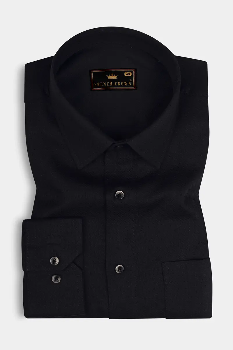 Jade Black Dobby Textured Premium Giza Cotton Shirt 3