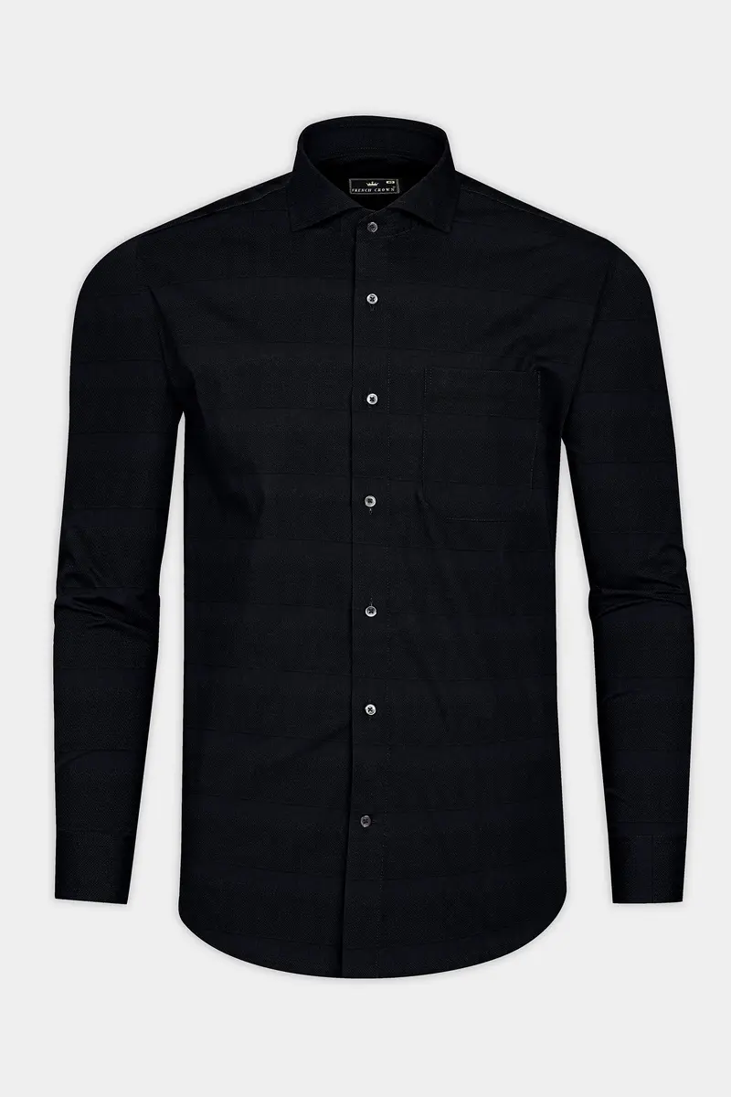 Jade Black Dobby Textured Premium Giza Cotton Shirt 4