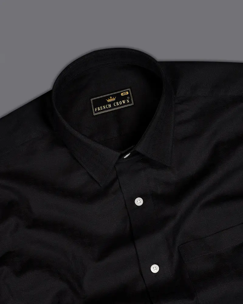 Jade Black Dobby Textured Premium Giza Cotton Shirt 4