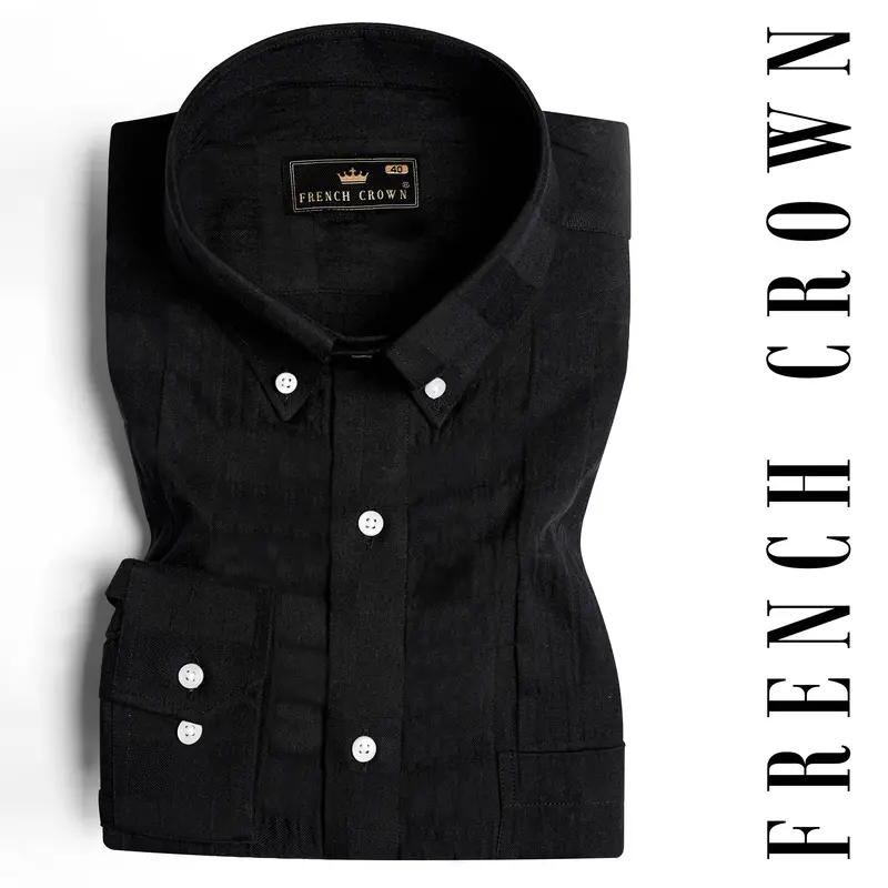 Jade Black Dobby Textured Premium Giza Cotton Shirt 4