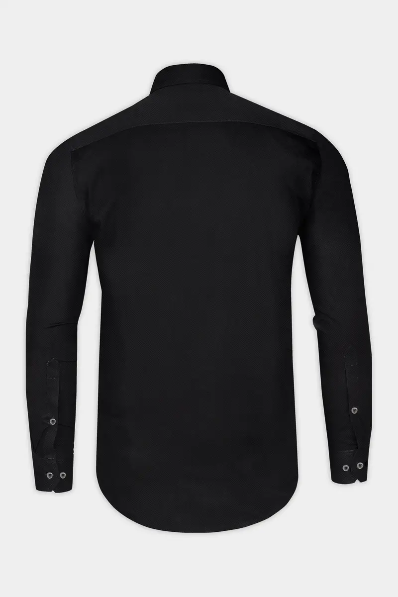 Jade Black Dobby Textured Premium Giza Cotton Shirt 4