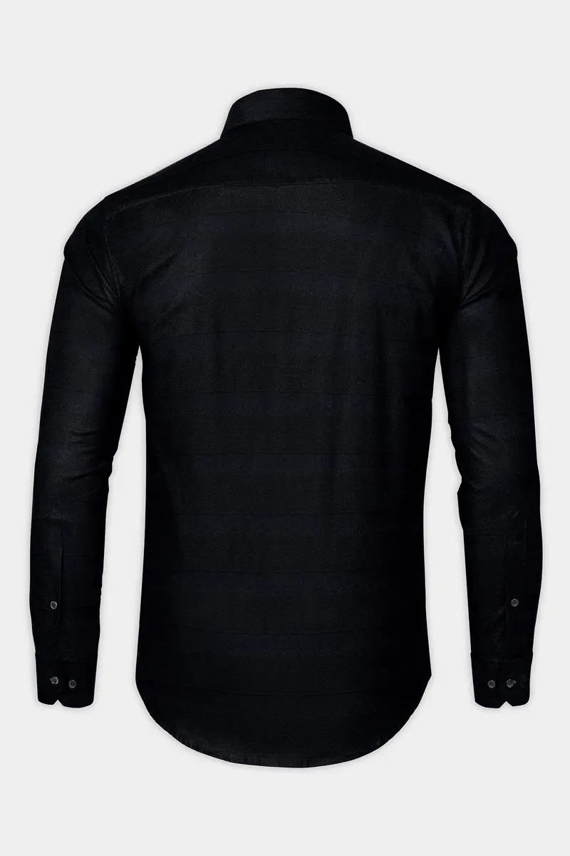 Jade Black Dobby Textured Premium Giza Cotton Shirt 5