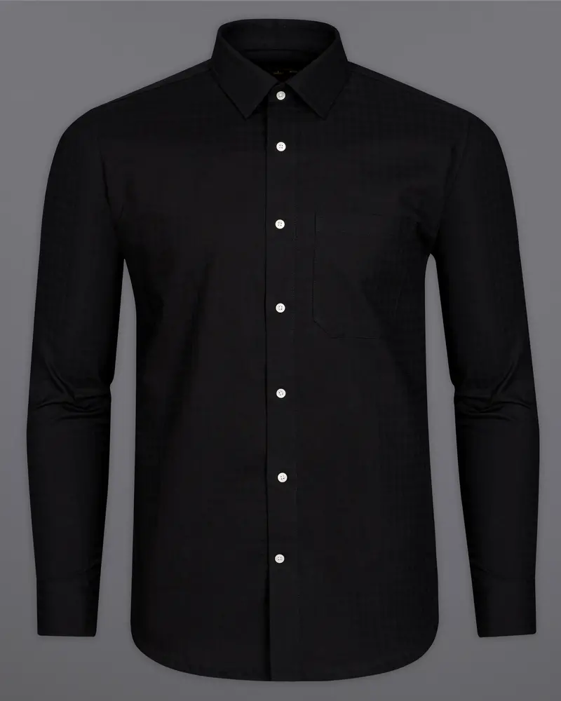 Jade Black Dobby Textured Premium Giza Cotton Shirt 5