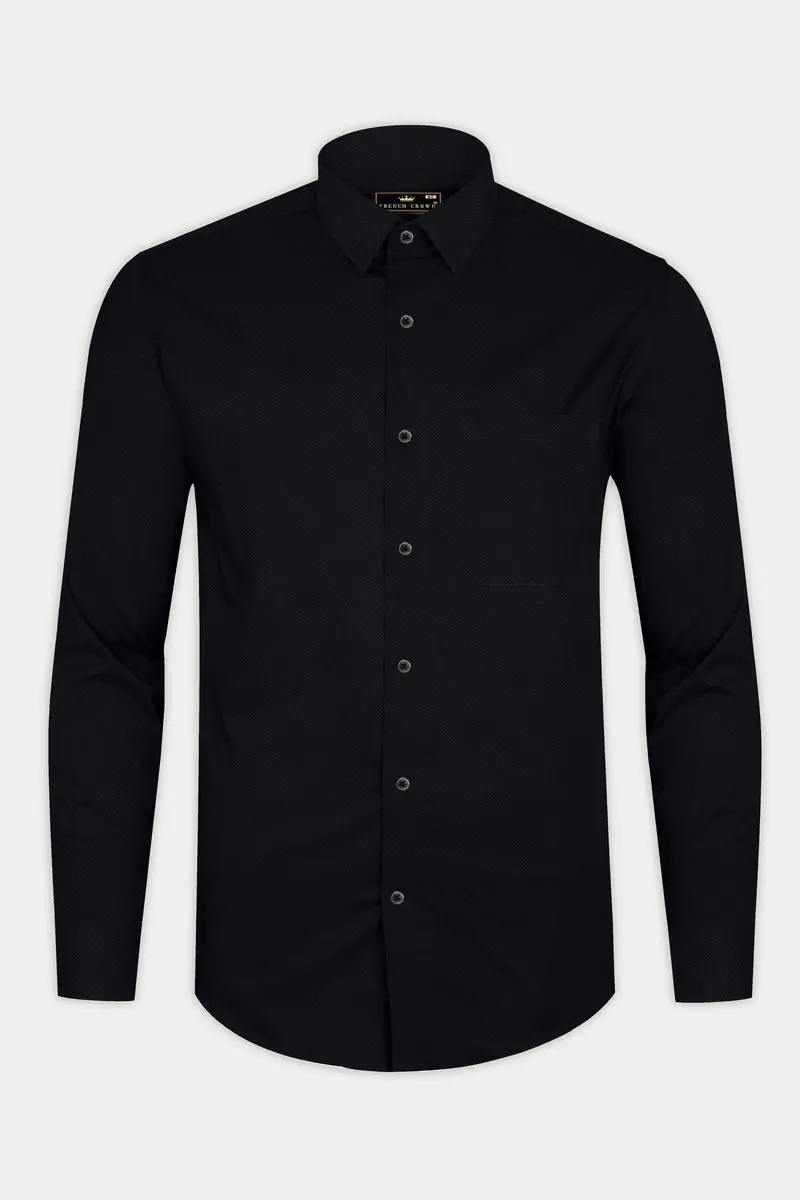 Jade Black Dobby Textured Premium Giza Cotton Shirt 5