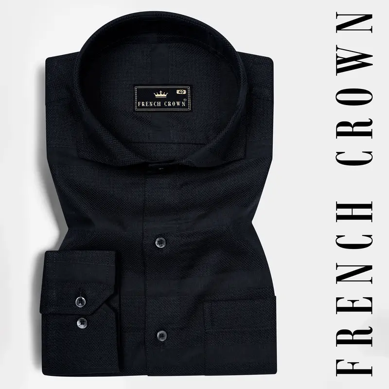 Jade Black Dobby Textured Premium Giza Cotton Shirt 6