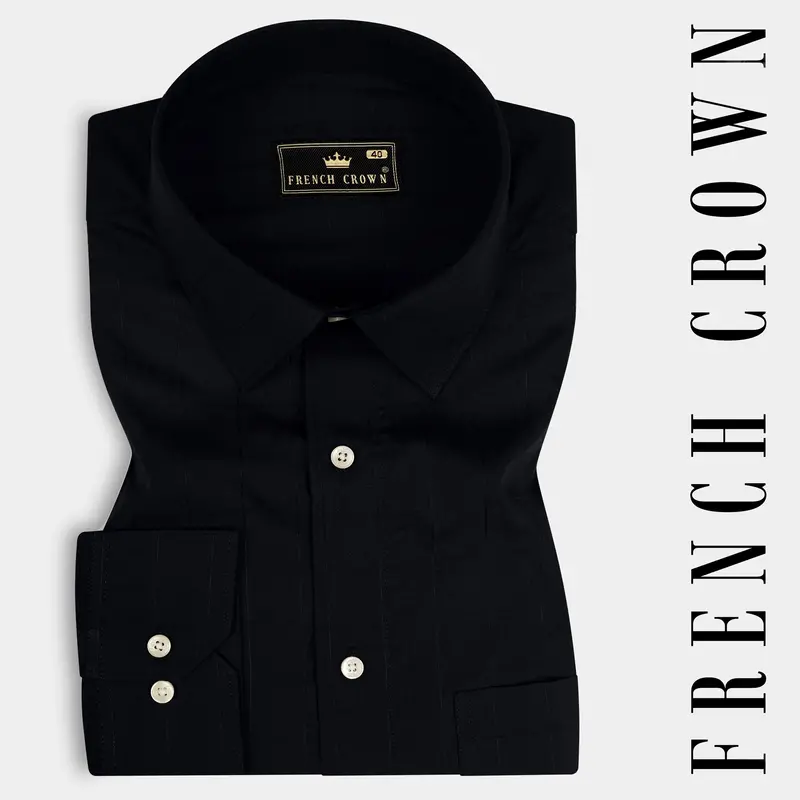 Jade Black Dobby Textured Premium Giza Cotton Shirt 7