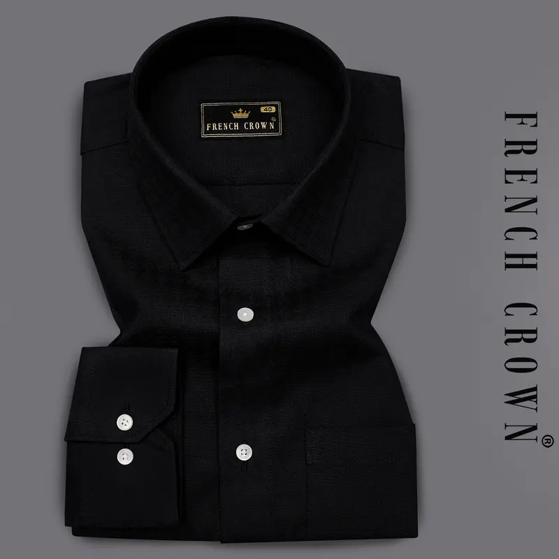 Jade Black Dobby Textured Premium Giza Cotton Shirt 7