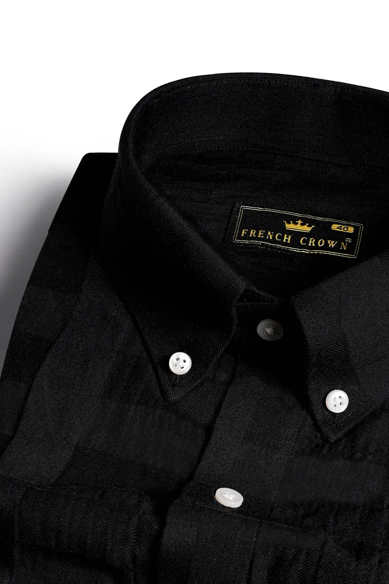 Jade Black Dobby Textured Premium Giza Cotton Shirt 7