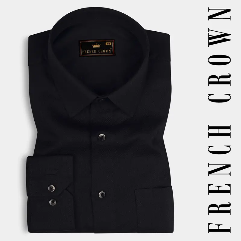 Jade Black Dobby Textured Premium Giza Cotton Shirt 7