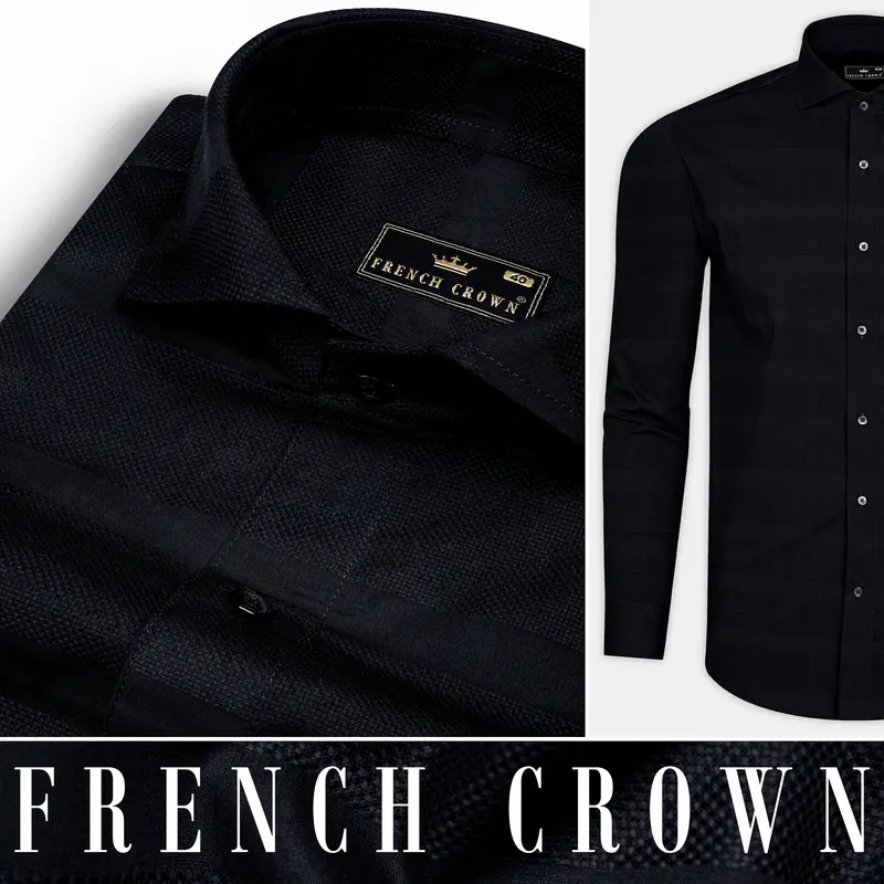 Jade Black Dobby Textured Premium Giza Cotton Shirt 9