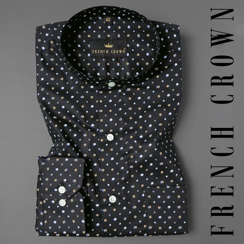Jade Black Dots Printed Premium Cotton Shirt 1