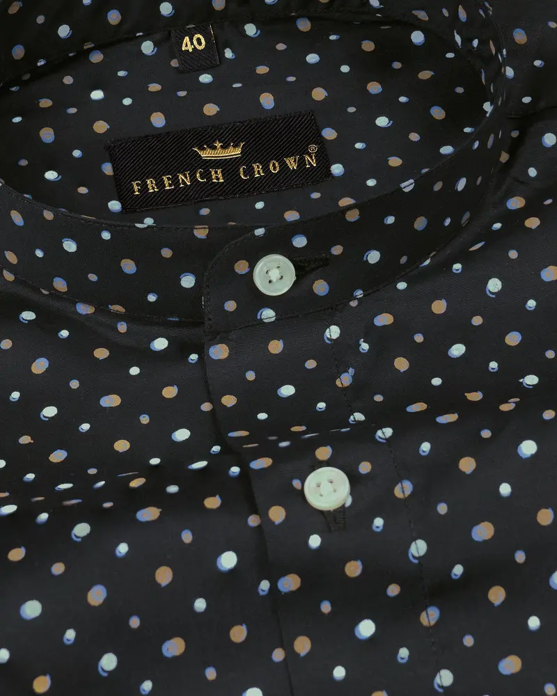 Jade Black Dots Printed Premium Cotton Shirt 2