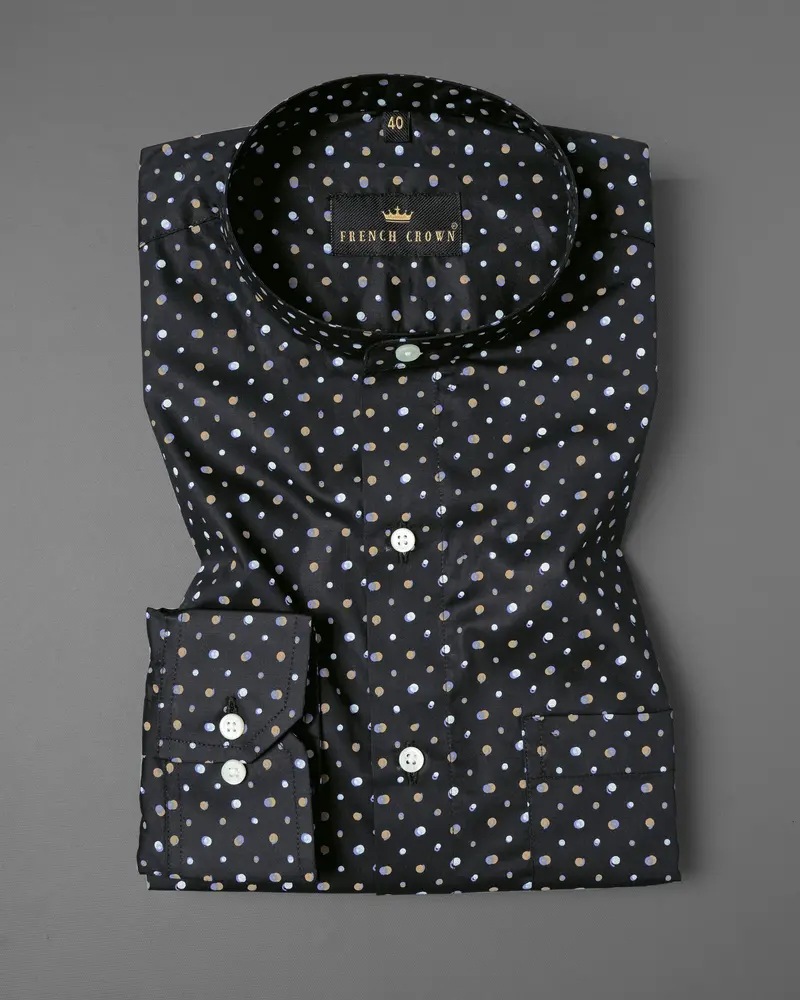 Jade Black Dots Printed Premium Cotton Shirt 4