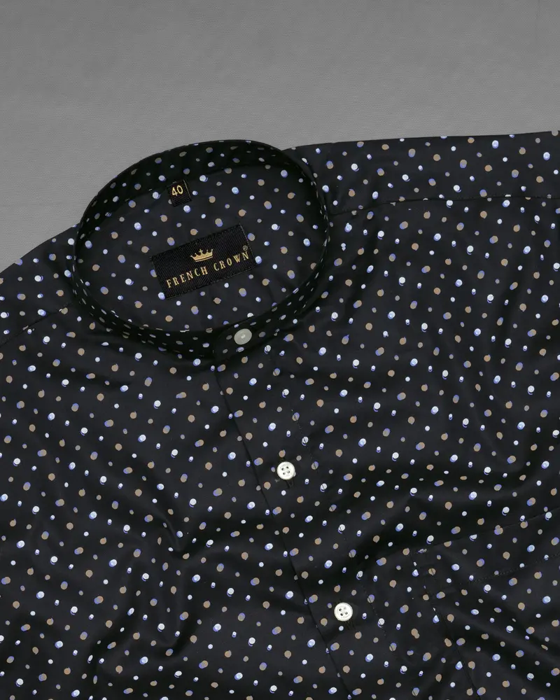 Jade Black Dots Printed Premium Cotton Shirt 5