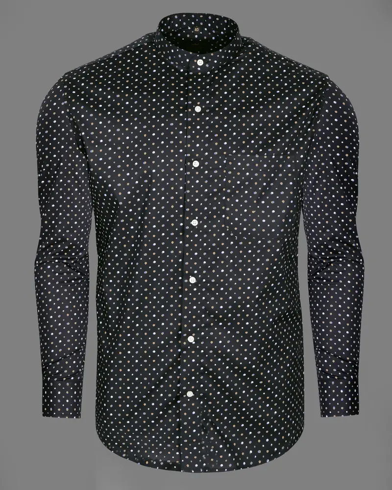 Jade Black Dots Printed Premium Cotton Shirt 6