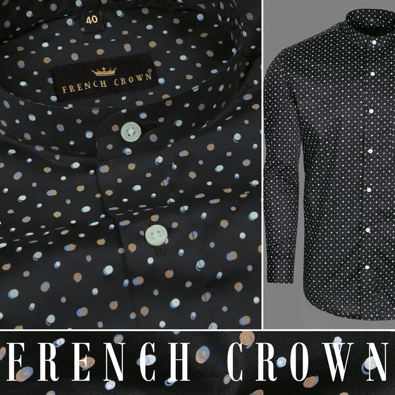Jade Black Dots Printed Premium Cotton Shirt 9