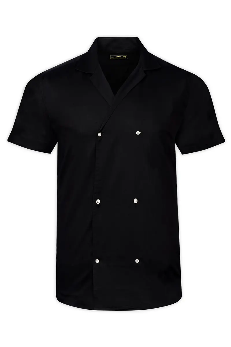 Jade Black Double-Breasted Premium Cotton Designer Shirt 1