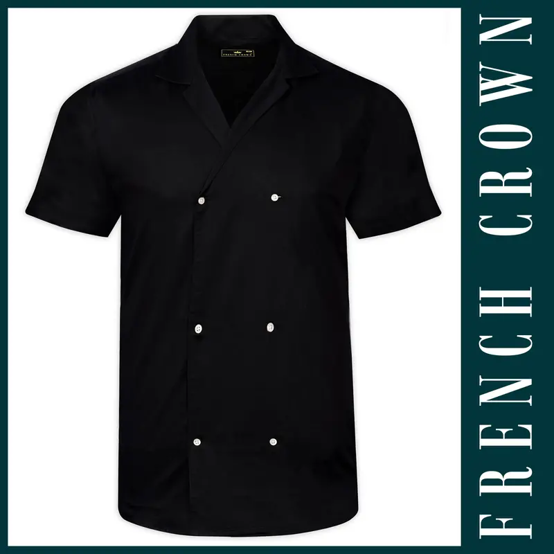Jade Black Double-Breasted Premium Cotton Designer Shirt 6