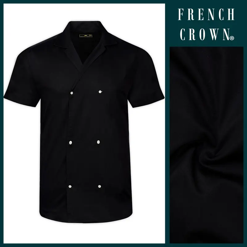 Jade Black Double-Breasted Premium Cotton Designer Shirt 7