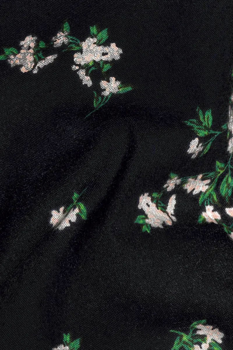 Jade Black Floral Printed Premium Tencel Kurta Shirt 3