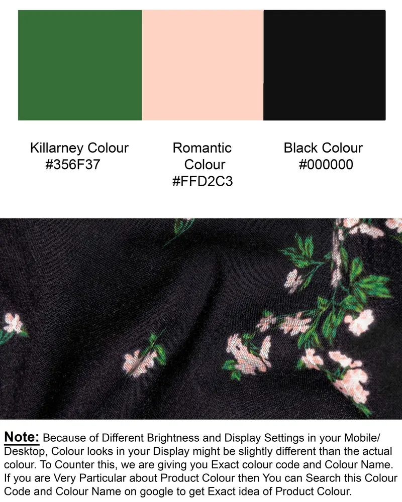 Jade Black Floral Printed Premium Tencel Kurta Shirt 9