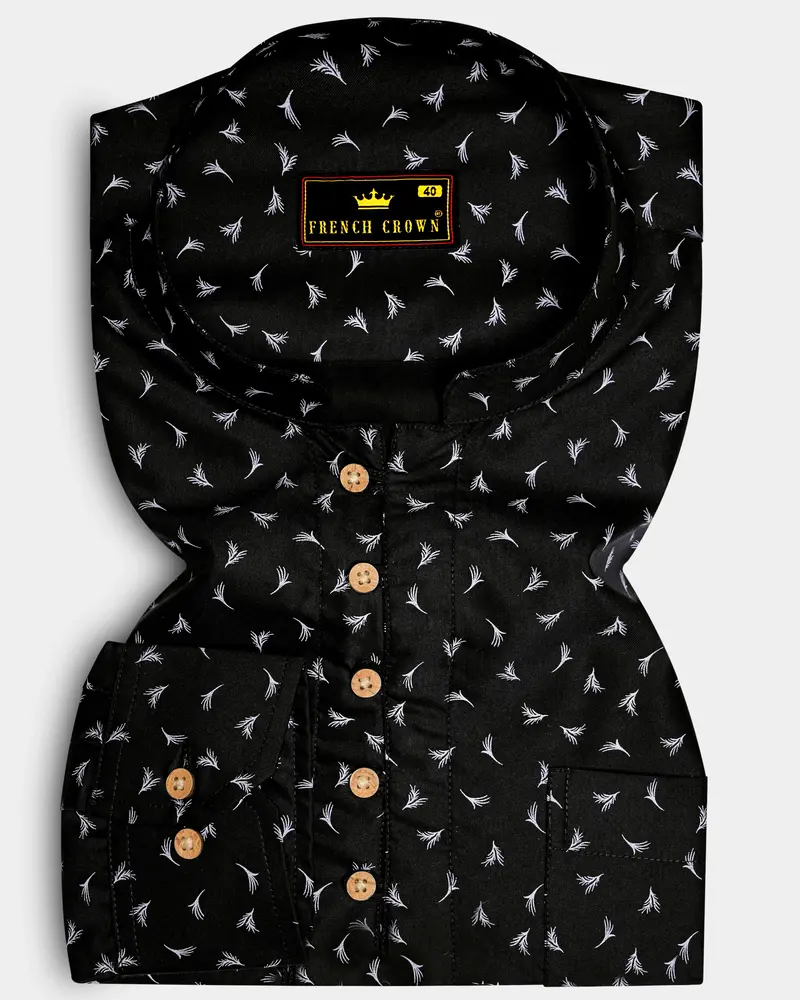 Jade Black Flowers Printed Super Soft Premium Cotton Shirt 1