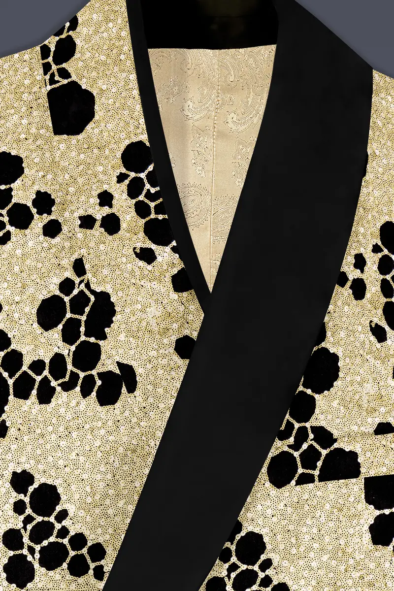 Jade Black Heavy Sequins Work Designer Tuxedo Blazer 4