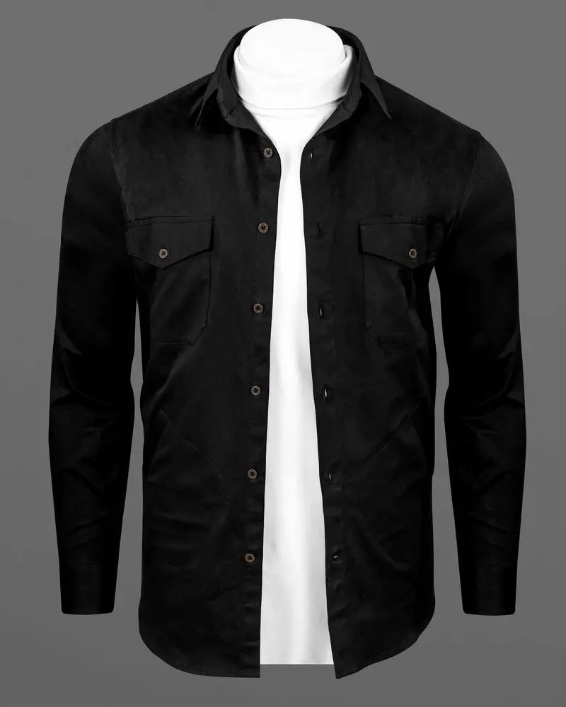 Jade Black Heavyweight Four Pocket Premium Cotton Overshirt/Shacket 1