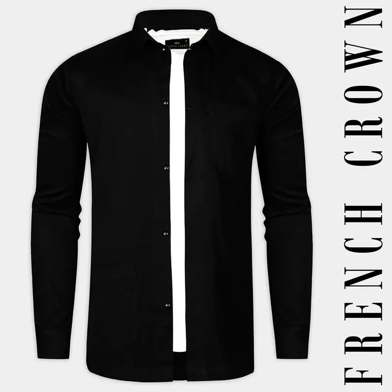 Jade Black Heavyweight Twill Cotton Designer Overshirt/Shacket 1