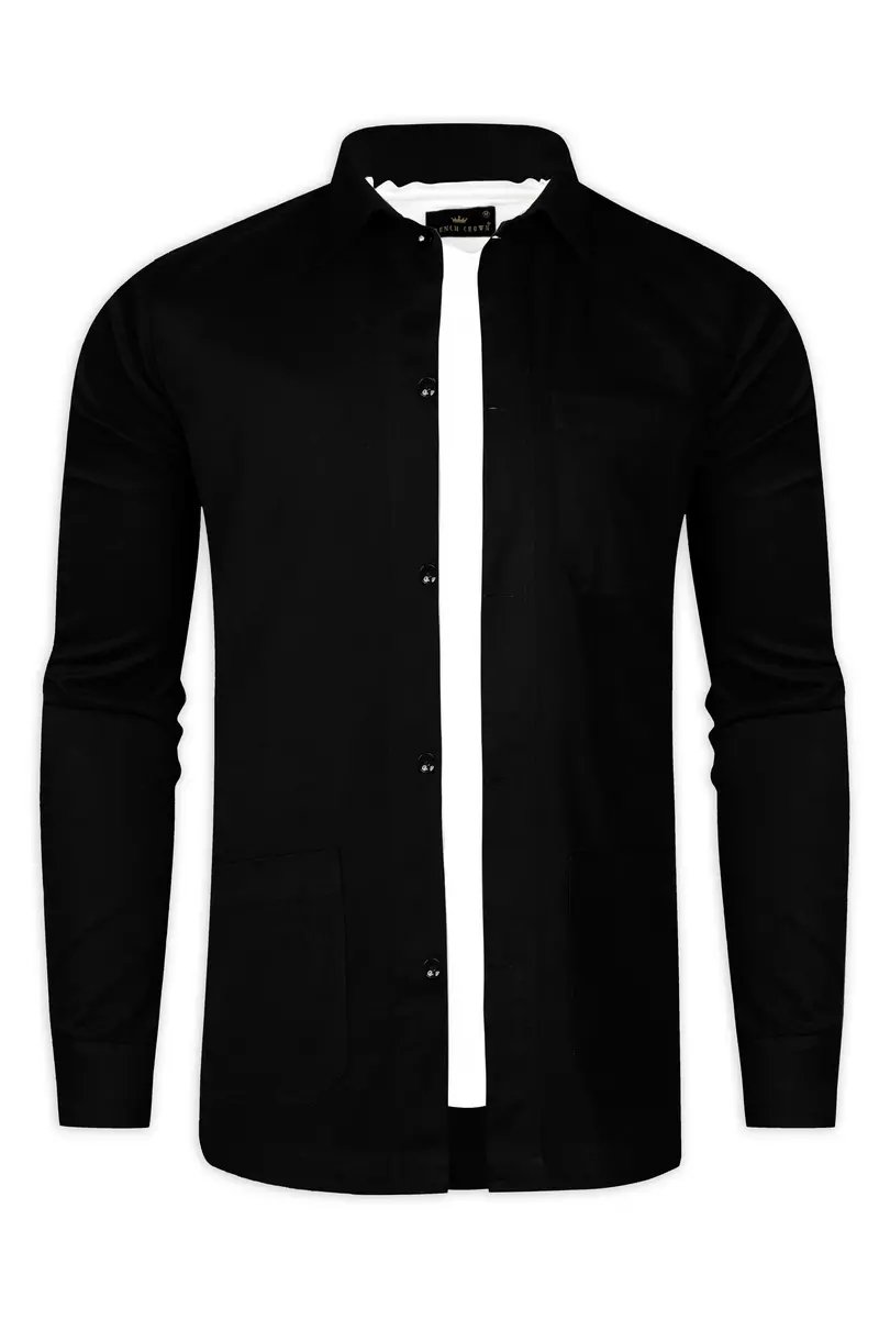 Jade Black Heavyweight Twill Cotton Designer Overshirt/Shacket 2