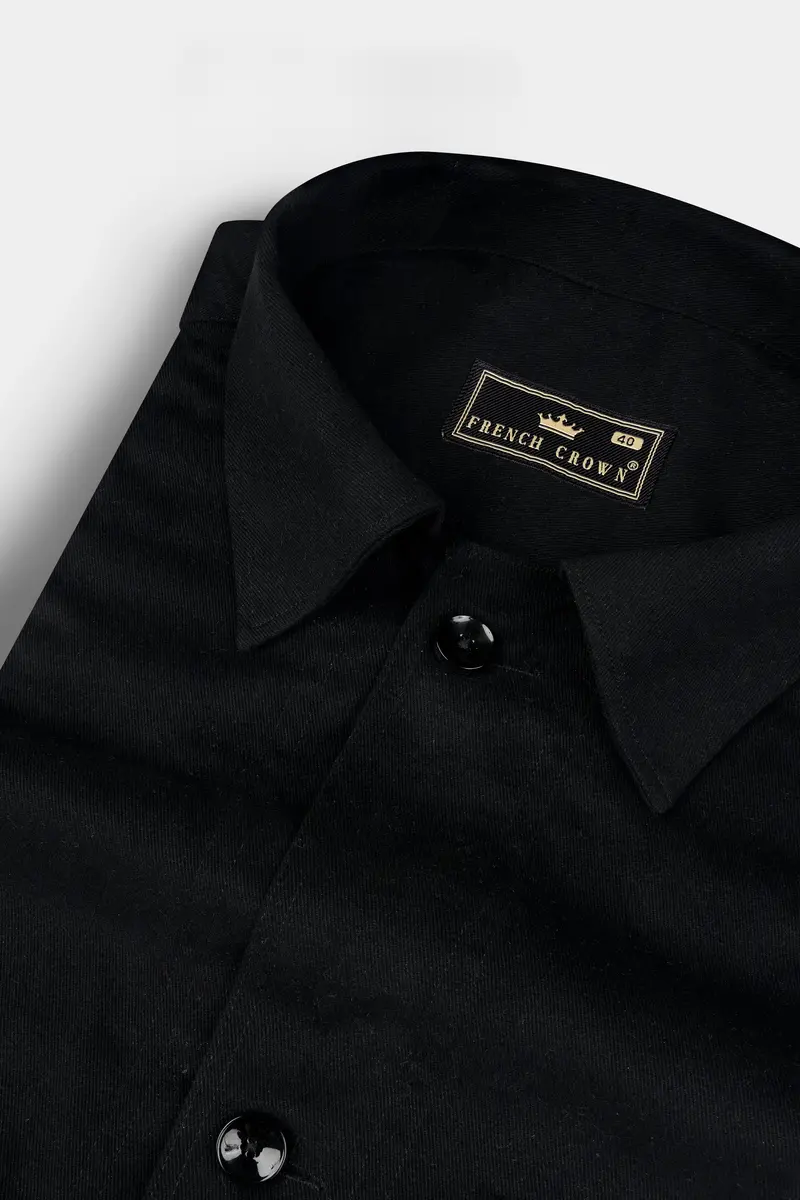 Jade Black Heavyweight Twill Cotton Designer Overshirt/Shacket 4