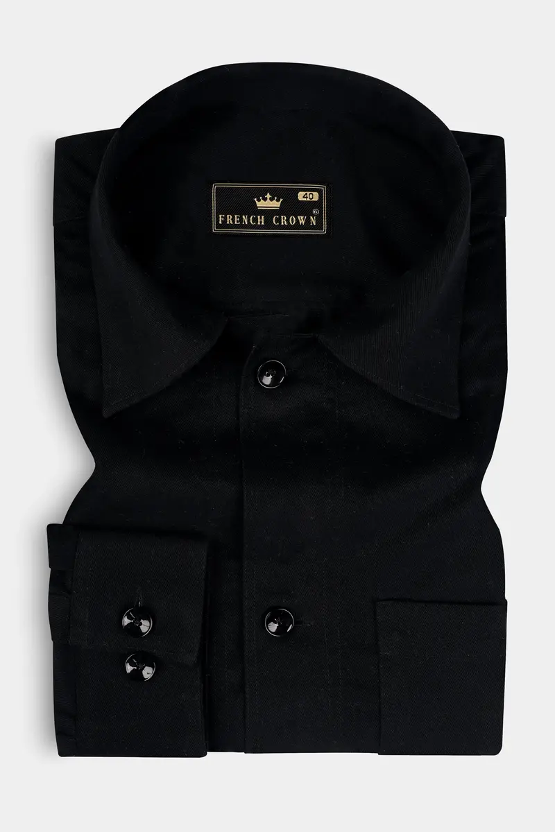 Jade Black Heavyweight Twill Cotton Designer Overshirt/Shacket 5
