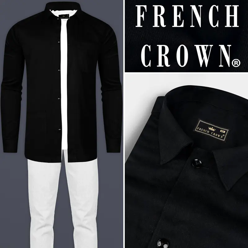 Jade Black Heavyweight Twill Cotton Designer Overshirt/Shacket 9