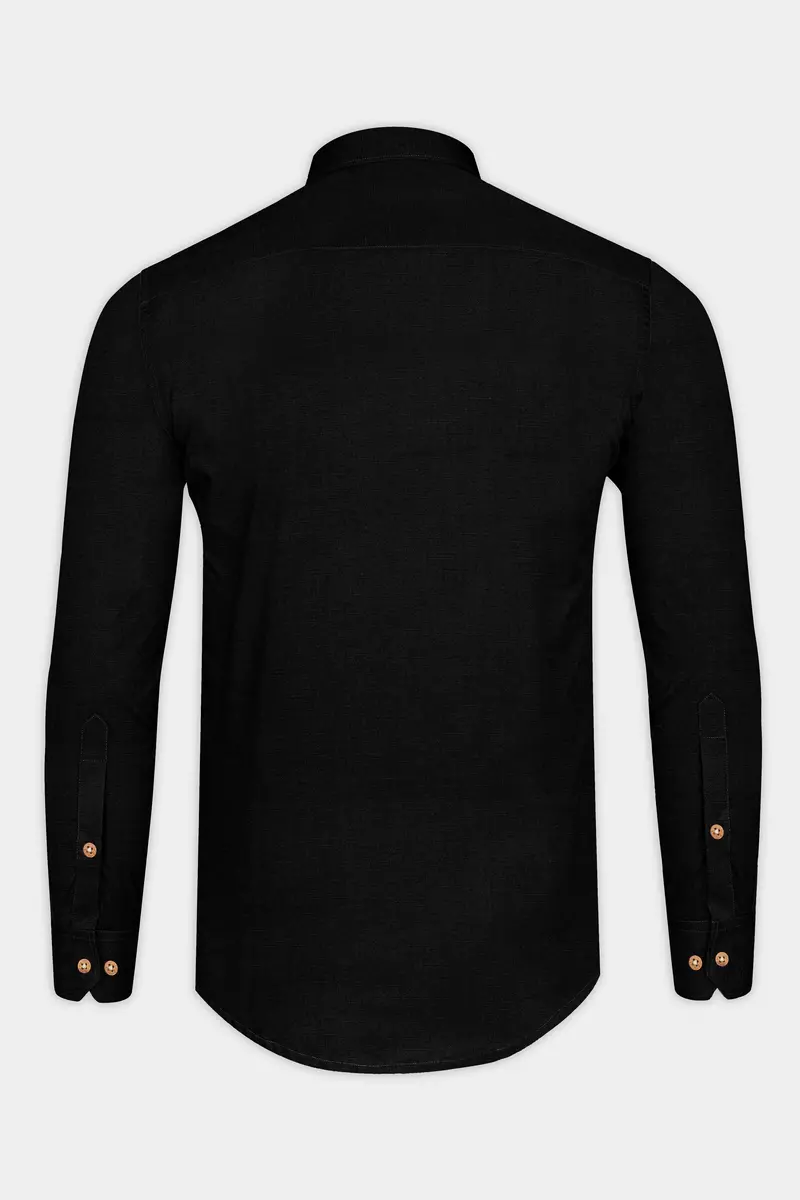 Jade Black Indian Kurta Style Luxurious Linen Shirt 6