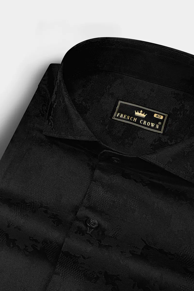 Jade Black Jacquard Textured Premium Cotton Shirt 1