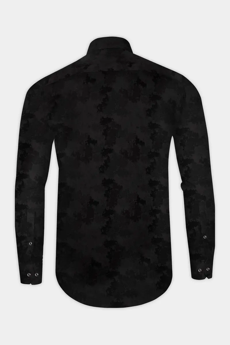 Jade Black Jacquard Textured Premium Cotton Shirt 5