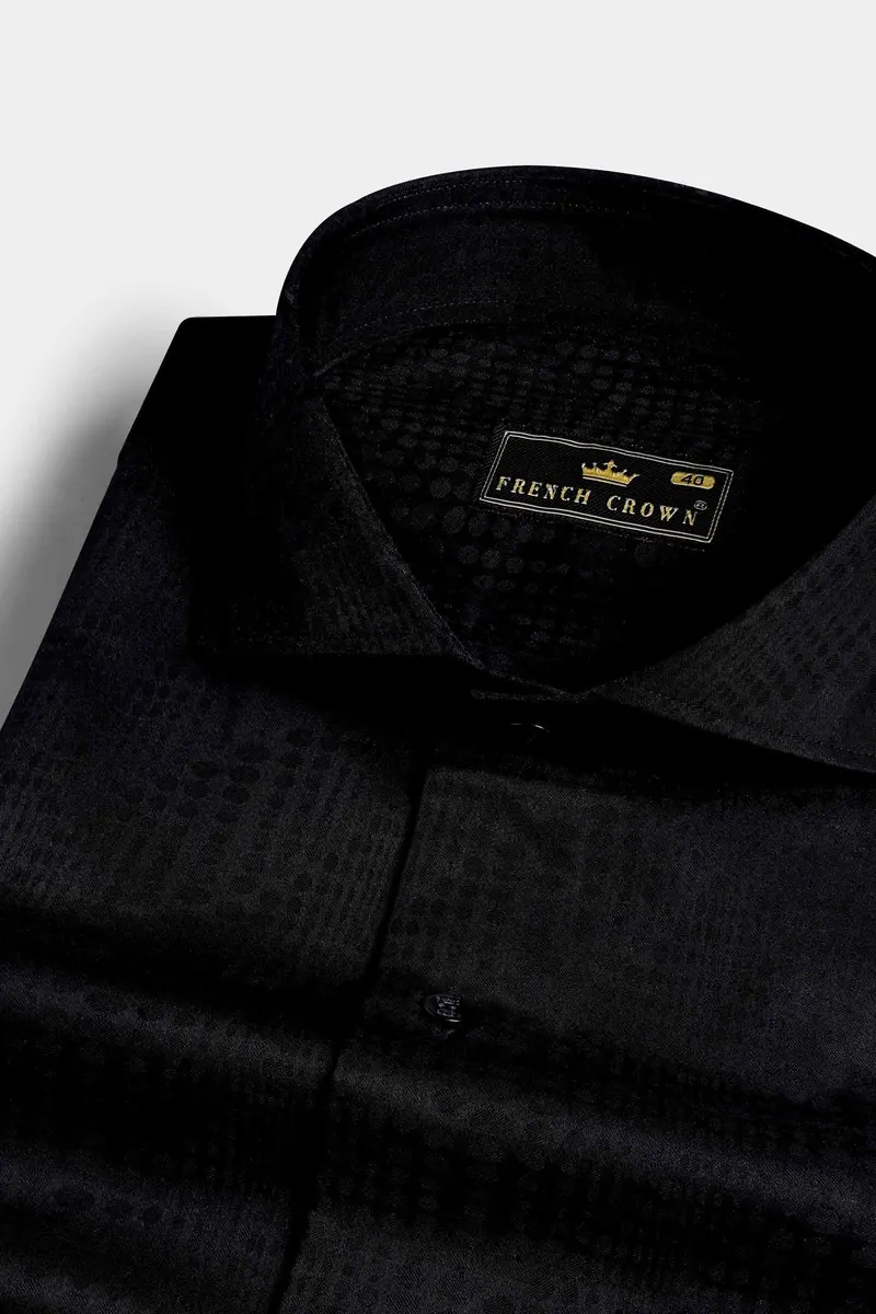 Jade Black Jacquard Textured Premium Giza Cotton Shirt 6