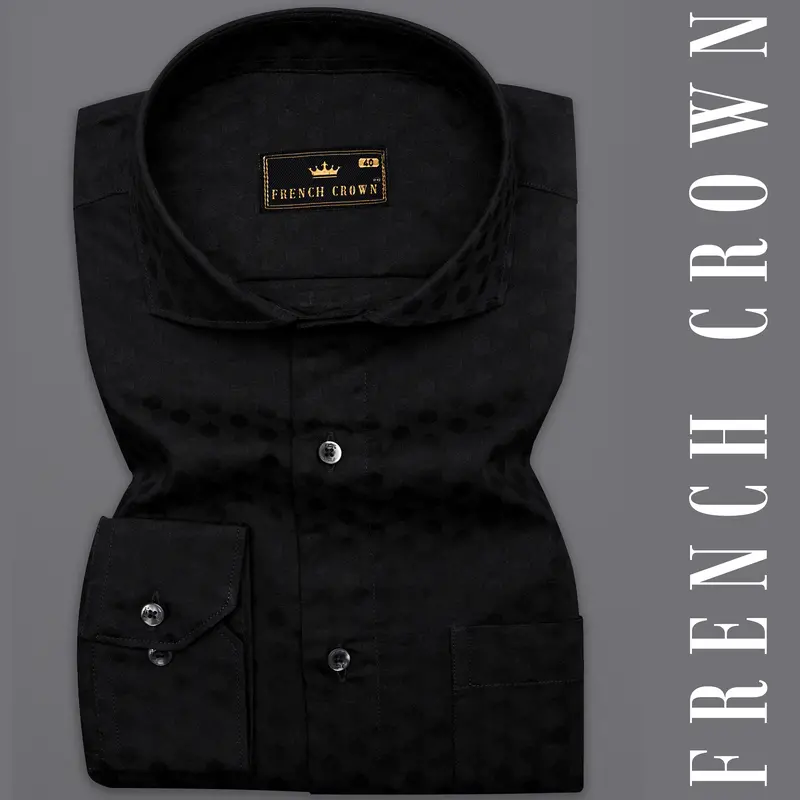 Jade Black Jacquard Textured Premium Giza Cotton Shirt 8