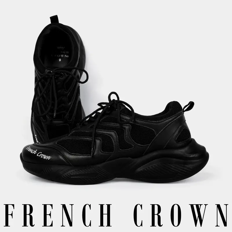 Jade Black Lace-Up Running Shoes 1