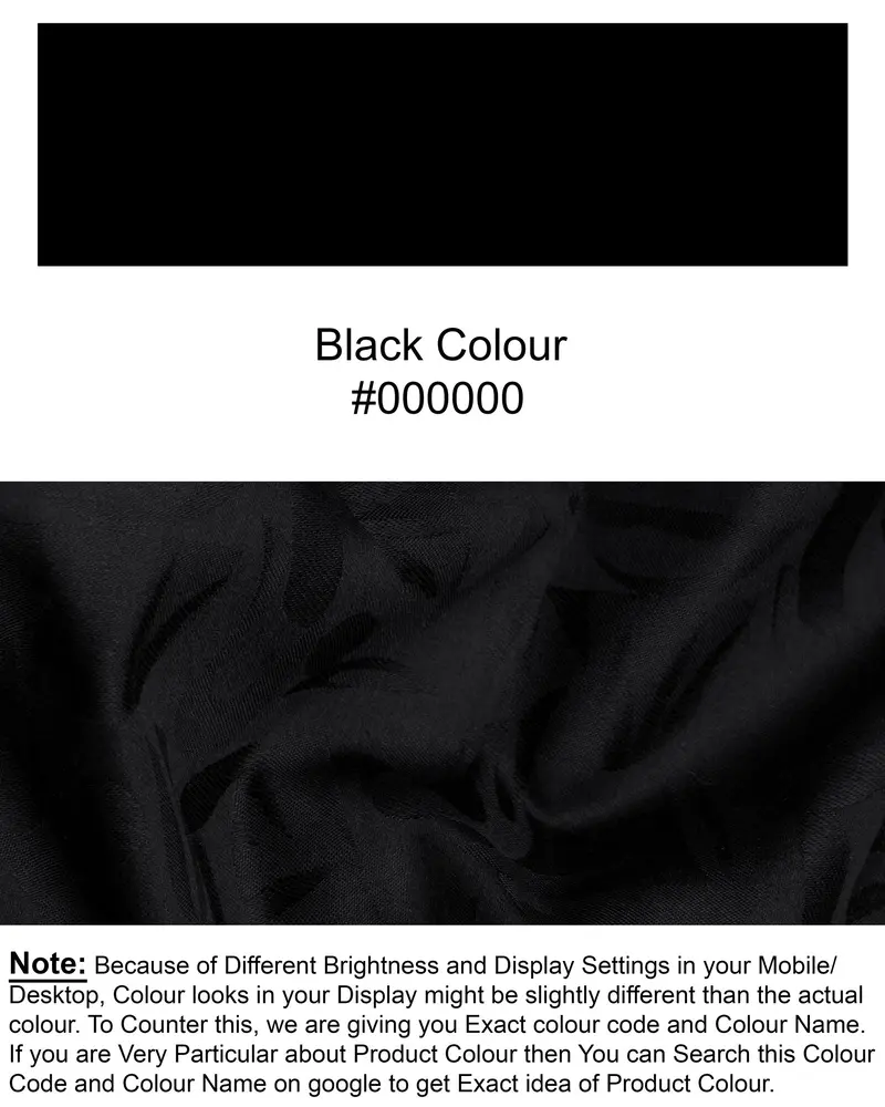 Jade Black Leaves Jacquard Textured Premium Giza Cotton Shirt 8