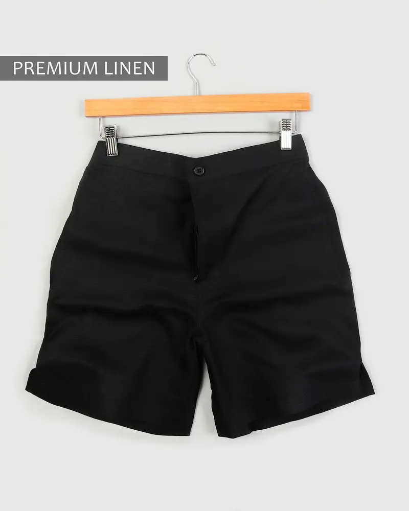 Jade Black Luxurious Linen And Premium Cotton Shorts 3