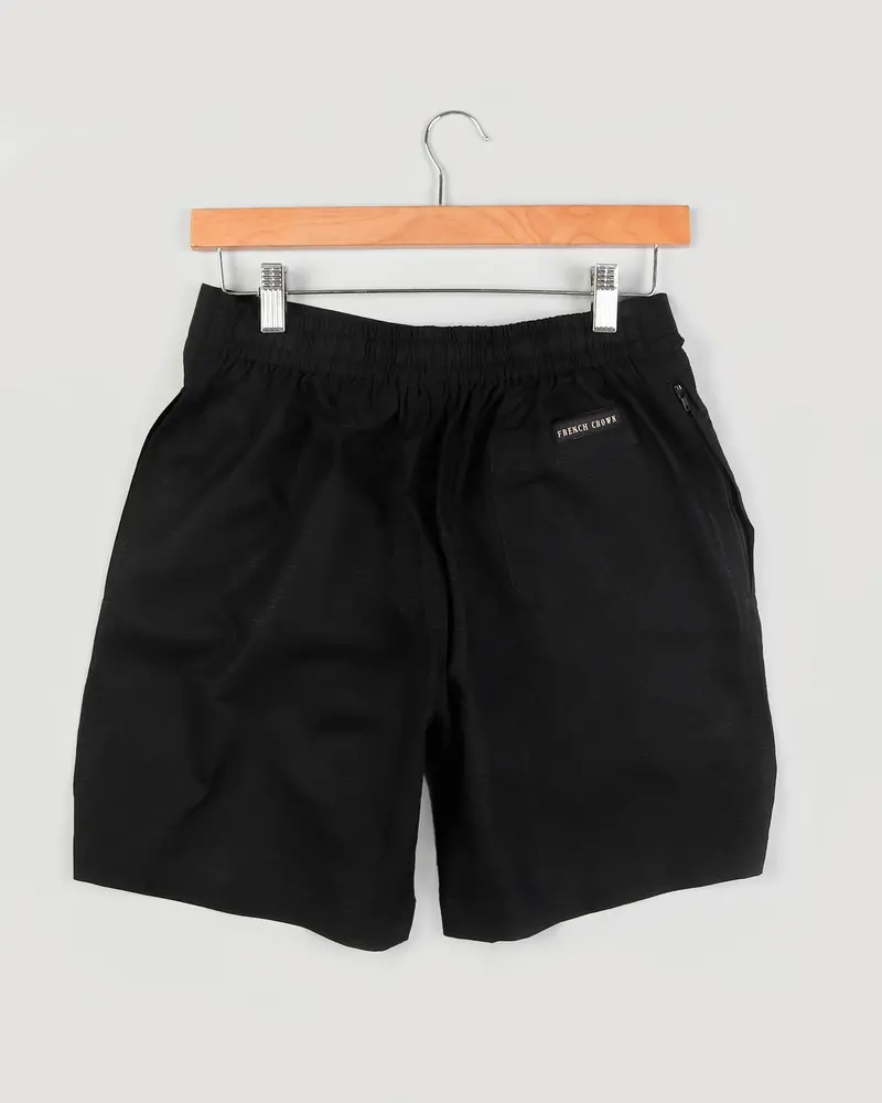 Jade Black Luxurious Linen And Premium Cotton Shorts 4