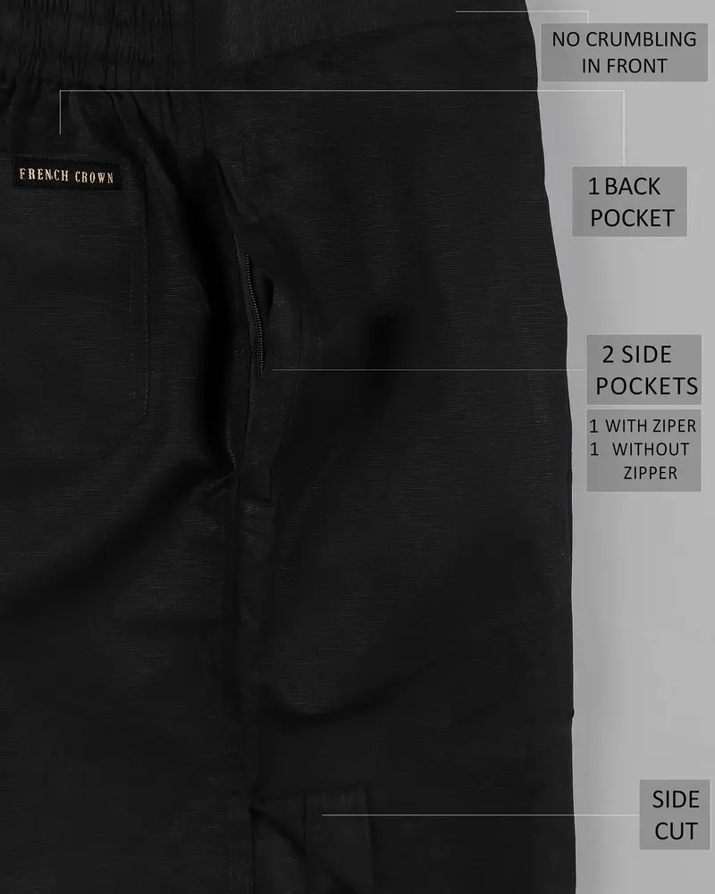 Jade Black Luxurious Linen And Premium Cotton Shorts 9