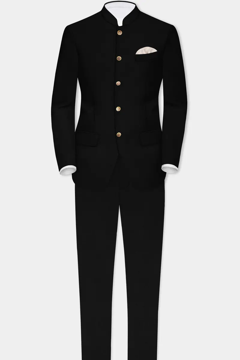 Jade Black Luxurious Linen Bandhgala/Mandarin Blazer 8