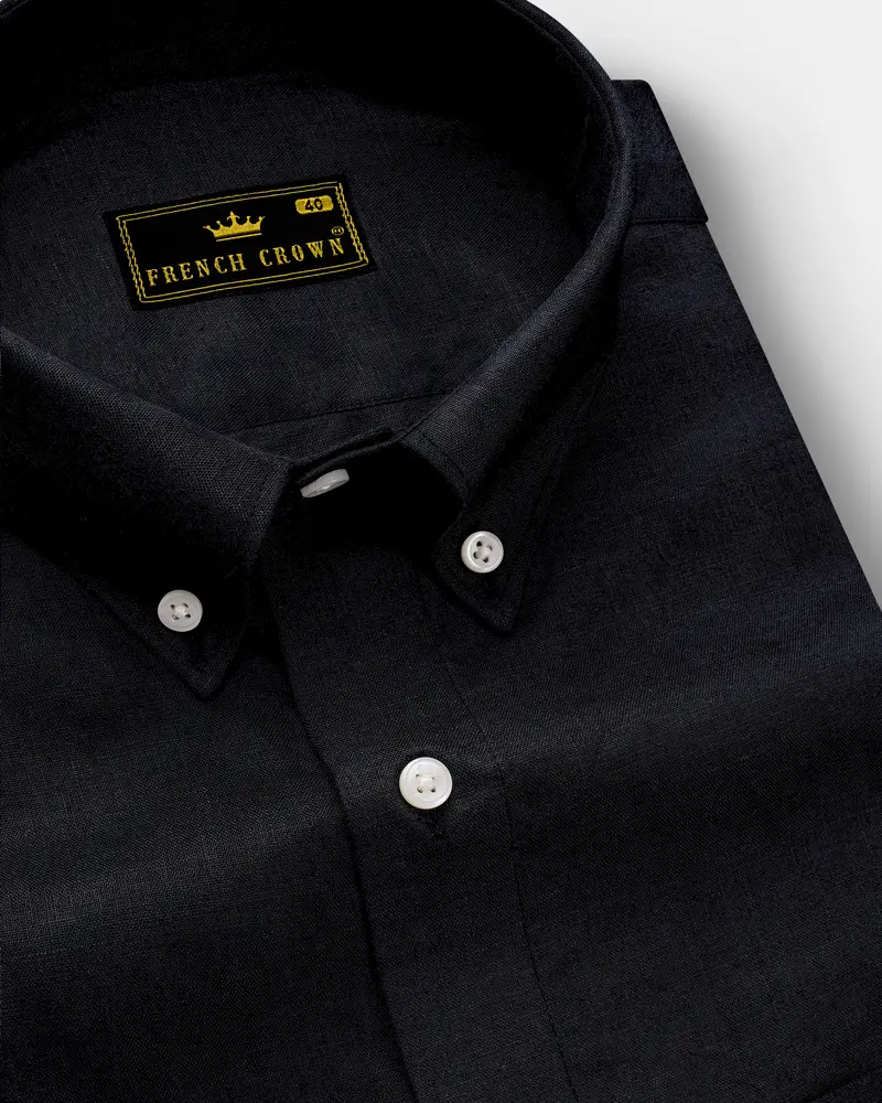 Jade Black Luxurious Linen Shirt 1